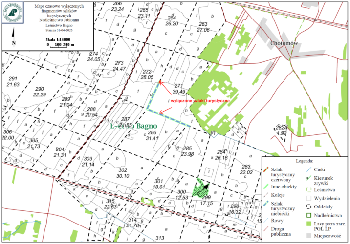 Leśnictwo Bagno - wyłączenie szlaków turystycznych